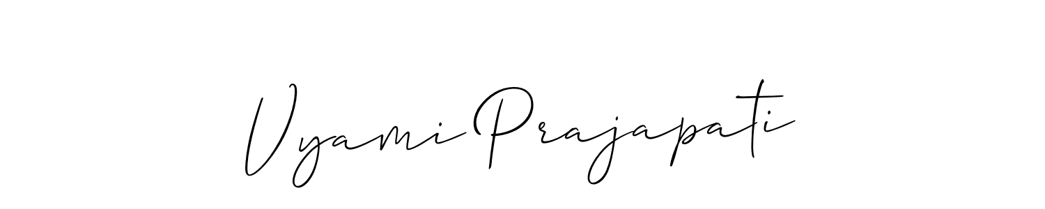 Design your own signature with our free online signature maker. With this signature software, you can create a handwritten (Allison_Script) signature for name Vyami Prajapati. Vyami Prajapati signature style 2 images and pictures png