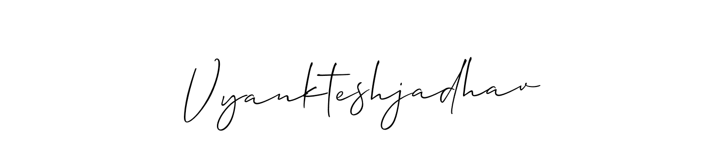 The best way (Allison_Script) to make a short signature is to pick only two or three words in your name. The name Vyankteshjadhav include a total of six letters. For converting this name. Vyankteshjadhav signature style 2 images and pictures png