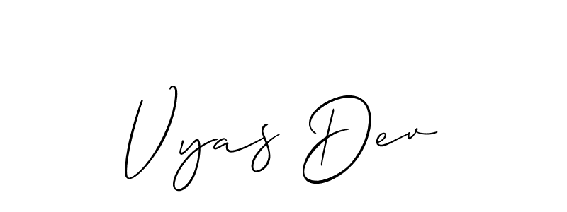 Also we have Vyas Dev name is the best signature style. Create professional handwritten signature collection using Allison_Script autograph style. Vyas Dev signature style 2 images and pictures png