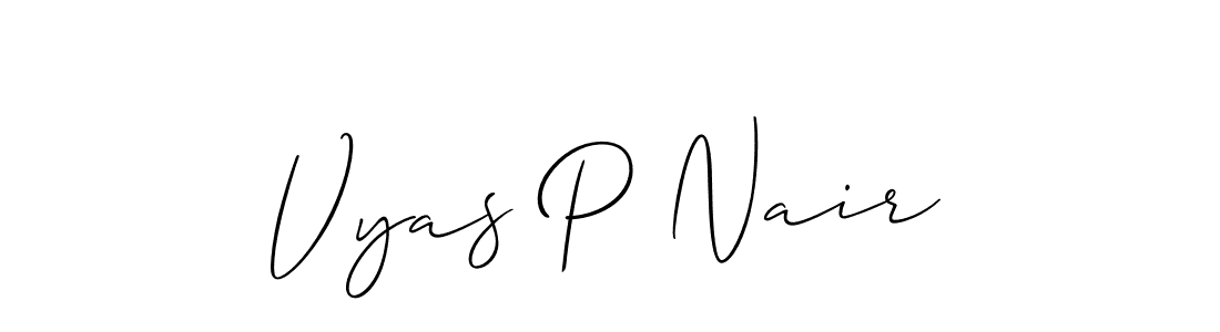 Also we have Vyas P Nair name is the best signature style. Create professional handwritten signature collection using Allison_Script autograph style. Vyas P Nair signature style 2 images and pictures png