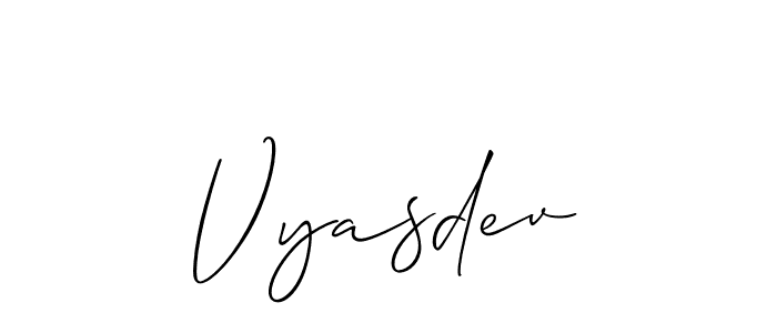 Vyasdev stylish signature style. Best Handwritten Sign (Allison_Script) for my name. Handwritten Signature Collection Ideas for my name Vyasdev. Vyasdev signature style 2 images and pictures png