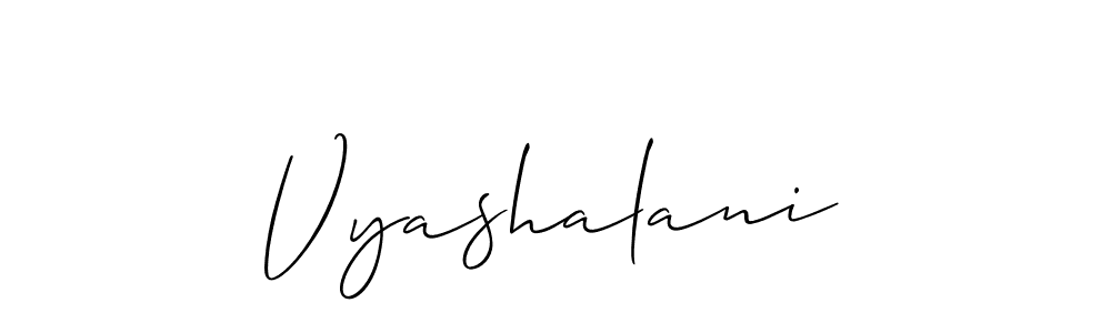 Create a beautiful signature design for name Vyashalani. With this signature (Allison_Script) fonts, you can make a handwritten signature for free. Vyashalani signature style 2 images and pictures png