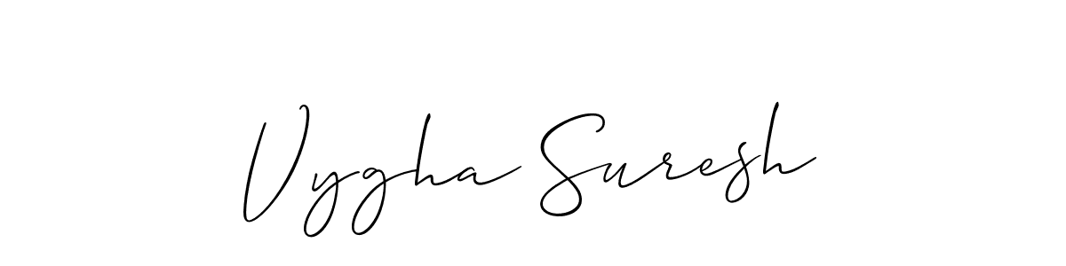 Create a beautiful signature design for name Vygha Suresh. With this signature (Allison_Script) fonts, you can make a handwritten signature for free. Vygha Suresh signature style 2 images and pictures png