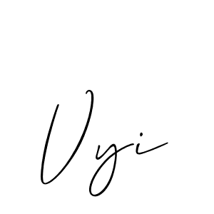 How to make Vyi name signature. Use Allison_Script style for creating short signs online. This is the latest handwritten sign. Vyi signature style 2 images and pictures png