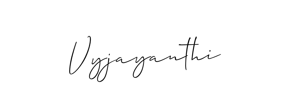 The best way (Allison_Script) to make a short signature is to pick only two or three words in your name. The name Vyjayanthi include a total of six letters. For converting this name. Vyjayanthi signature style 2 images and pictures png