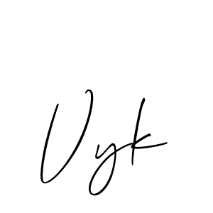 How to make Vyk name signature. Use Allison_Script style for creating short signs online. This is the latest handwritten sign. Vyk signature style 2 images and pictures png