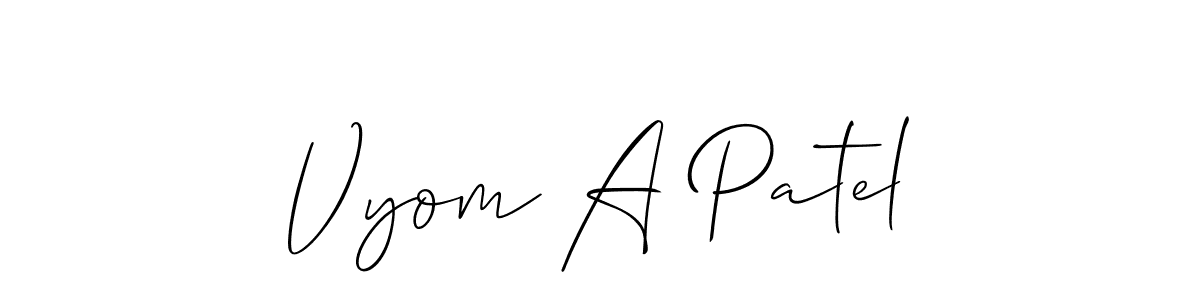 You can use this online signature creator to create a handwritten signature for the name Vyom A Patel. This is the best online autograph maker. Vyom A Patel signature style 2 images and pictures png