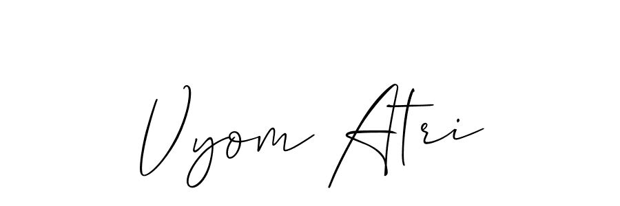 Also You can easily find your signature by using the search form. We will create Vyom Atri name handwritten signature images for you free of cost using Allison_Script sign style. Vyom Atri signature style 2 images and pictures png