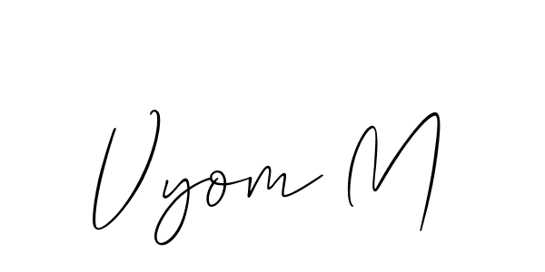 Similarly Allison_Script is the best handwritten signature design. Signature creator online .You can use it as an online autograph creator for name Vyom M. Vyom M signature style 2 images and pictures png