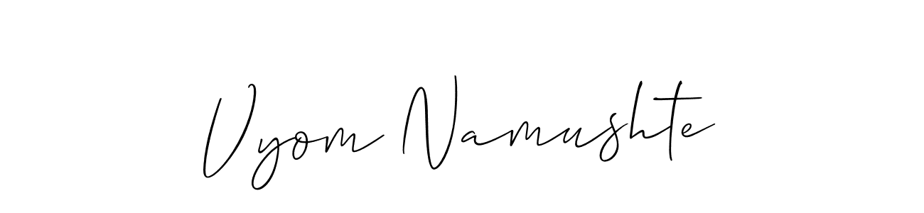 Vyom Namushte stylish signature style. Best Handwritten Sign (Allison_Script) for my name. Handwritten Signature Collection Ideas for my name Vyom Namushte. Vyom Namushte signature style 2 images and pictures png