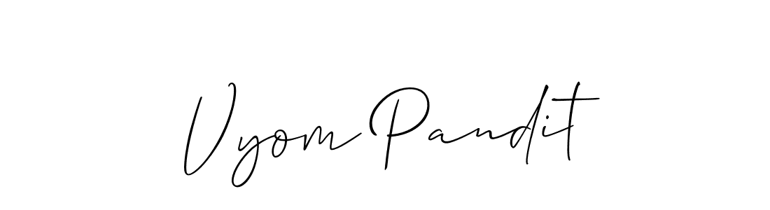 if you are searching for the best signature style for your name Vyom Pandit. so please give up your signature search. here we have designed multiple signature styles  using Allison_Script. Vyom Pandit signature style 2 images and pictures png