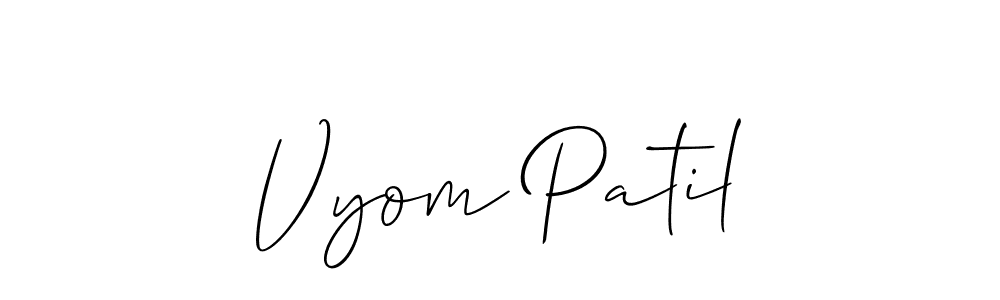 Vyom Patil stylish signature style. Best Handwritten Sign (Allison_Script) for my name. Handwritten Signature Collection Ideas for my name Vyom Patil. Vyom Patil signature style 2 images and pictures png