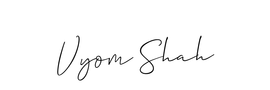 Also we have Vyom Shah name is the best signature style. Create professional handwritten signature collection using Allison_Script autograph style. Vyom Shah signature style 2 images and pictures png