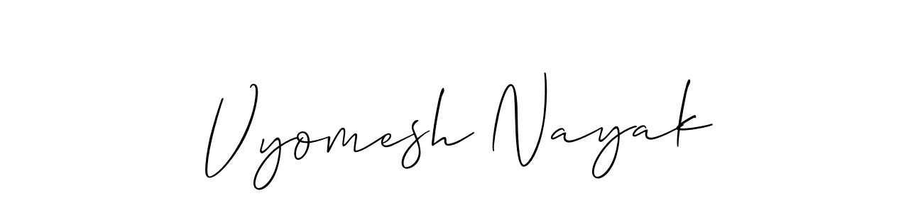 Allison_Script is a professional signature style that is perfect for those who want to add a touch of class to their signature. It is also a great choice for those who want to make their signature more unique. Get Vyomesh Nayak name to fancy signature for free. Vyomesh Nayak signature style 2 images and pictures png