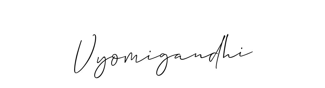 Design your own signature with our free online signature maker. With this signature software, you can create a handwritten (Allison_Script) signature for name Vyomigandhi. Vyomigandhi signature style 2 images and pictures png