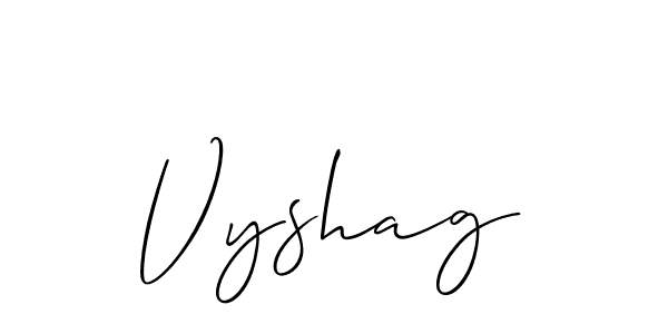 The best way (Allison_Script) to make a short signature is to pick only two or three words in your name. The name Vyshag include a total of six letters. For converting this name. Vyshag signature style 2 images and pictures png