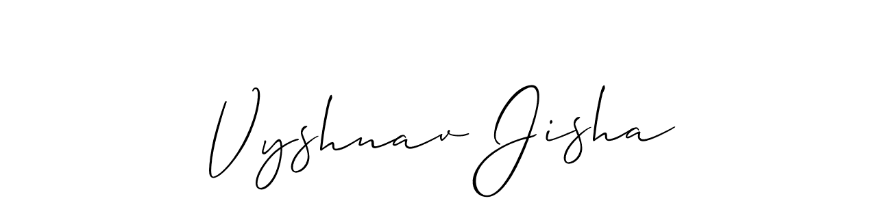 Make a beautiful signature design for name Vyshnav Jisha. With this signature (Allison_Script) style, you can create a handwritten signature for free. Vyshnav Jisha signature style 2 images and pictures png