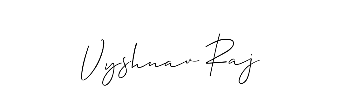 How to make Vyshnav Raj name signature. Use Allison_Script style for creating short signs online. This is the latest handwritten sign. Vyshnav Raj signature style 2 images and pictures png