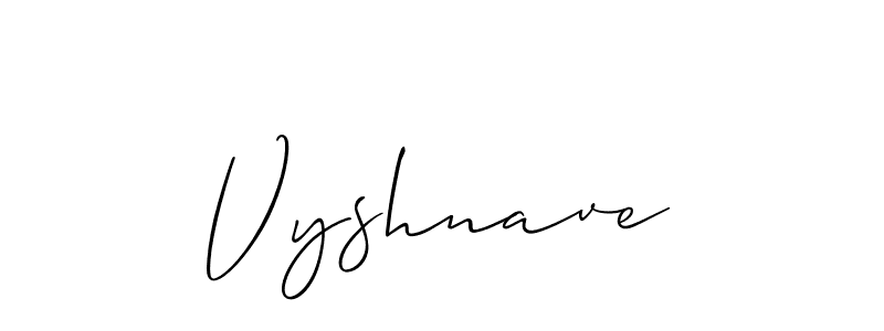 Make a beautiful signature design for name Vyshnave. With this signature (Allison_Script) style, you can create a handwritten signature for free. Vyshnave signature style 2 images and pictures png