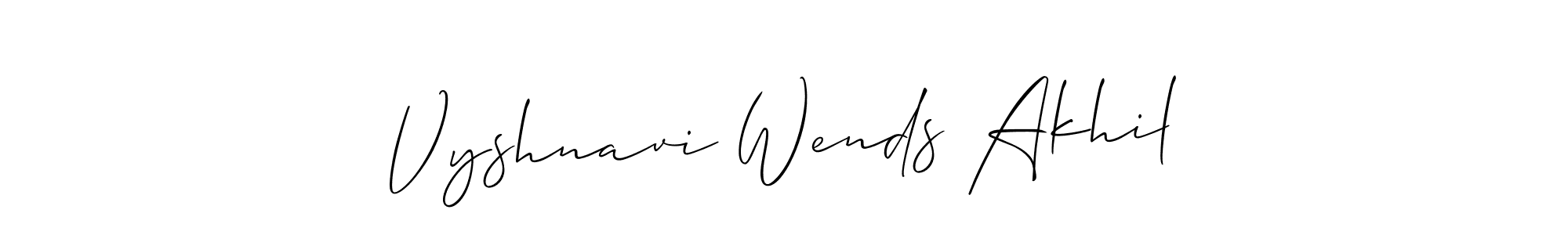 Vyshnavi Wends Akhil stylish signature style. Best Handwritten Sign (Allison_Script) for my name. Handwritten Signature Collection Ideas for my name Vyshnavi Wends Akhil. Vyshnavi Wends Akhil signature style 2 images and pictures png