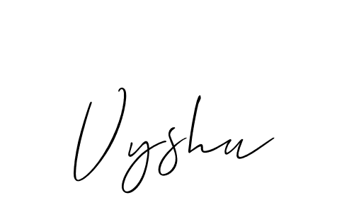 Create a beautiful signature design for name Vyshu. With this signature (Allison_Script) fonts, you can make a handwritten signature for free. Vyshu signature style 2 images and pictures png