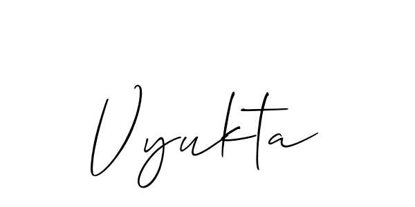 It looks lik you need a new signature style for name Vyukta. Design unique handwritten (Allison_Script) signature with our free signature maker in just a few clicks. Vyukta signature style 2 images and pictures png