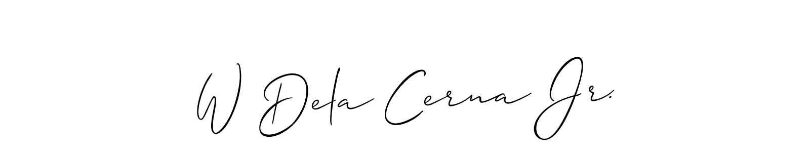 Similarly Allison_Script is the best handwritten signature design. Signature creator online .You can use it as an online autograph creator for name W Dela Cerna Jr.. W Dela Cerna Jr. signature style 2 images and pictures png