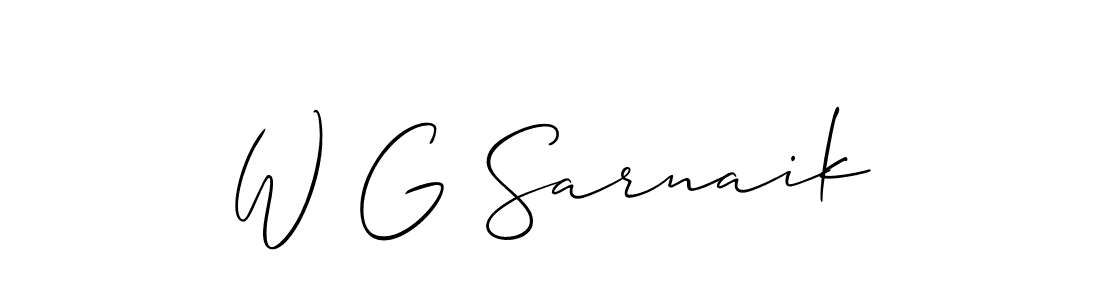 W G Sarnaik stylish signature style. Best Handwritten Sign (Allison_Script) for my name. Handwritten Signature Collection Ideas for my name W G Sarnaik. W G Sarnaik signature style 2 images and pictures png