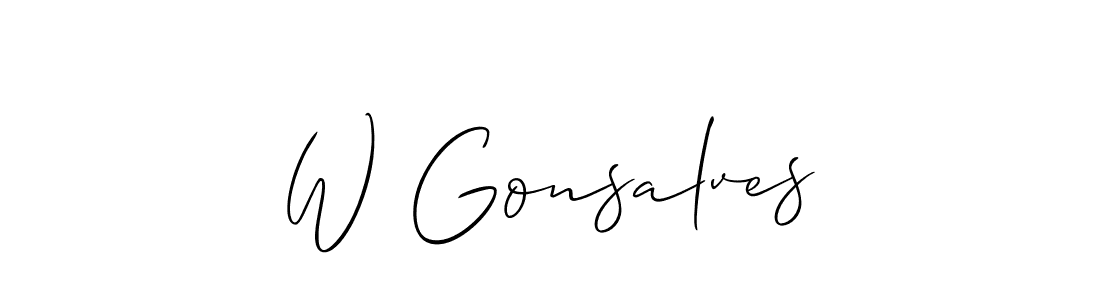 Also You can easily find your signature by using the search form. We will create W Gonsalves name handwritten signature images for you free of cost using Allison_Script sign style. W Gonsalves signature style 2 images and pictures png