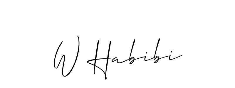 if you are searching for the best signature style for your name W Habibi. so please give up your signature search. here we have designed multiple signature styles  using Allison_Script. W Habibi signature style 2 images and pictures png