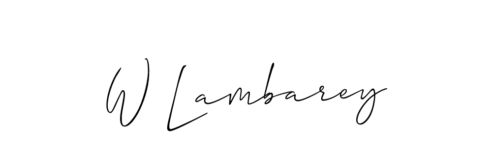 Use a signature maker to create a handwritten signature online. With this signature software, you can design (Allison_Script) your own signature for name W Lambarey. W Lambarey signature style 2 images and pictures png