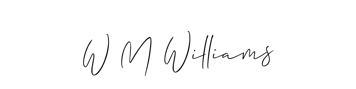 Use a signature maker to create a handwritten signature online. With this signature software, you can design (Allison_Script) your own signature for name W M Williams. W M Williams signature style 2 images and pictures png