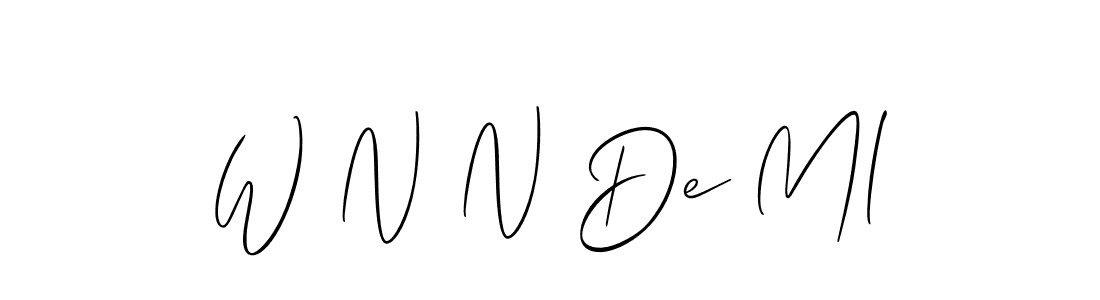 Also You can easily find your signature by using the search form. We will create W N N De Ml name handwritten signature images for you free of cost using Allison_Script sign style. W N N De Ml signature style 2 images and pictures png