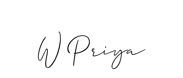 You should practise on your own different ways (Allison_Script) to write your name (W Priya) in signature. don't let someone else do it for you. W Priya signature style 2 images and pictures png