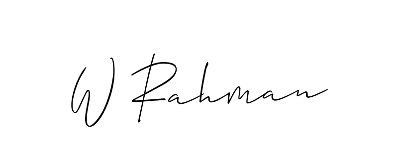 How to make W Rahman signature? Allison_Script is a professional autograph style. Create handwritten signature for W Rahman name. W Rahman signature style 2 images and pictures png