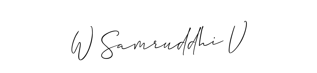 if you are searching for the best signature style for your name W Samruddhi V. so please give up your signature search. here we have designed multiple signature styles  using Allison_Script. W Samruddhi V signature style 2 images and pictures png