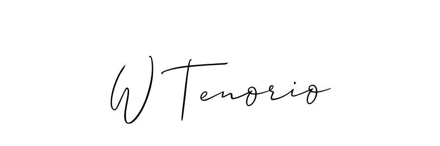 The best way (Allison_Script) to make a short signature is to pick only two or three words in your name. The name W Tenorio include a total of six letters. For converting this name. W Tenorio signature style 2 images and pictures png