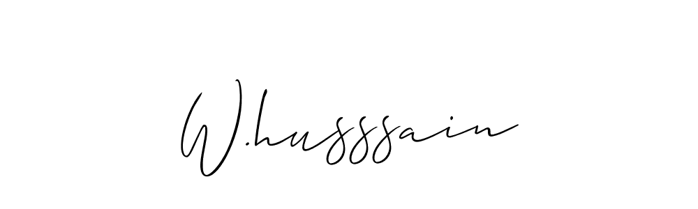 The best way (Allison_Script) to make a short signature is to pick only two or three words in your name. The name W.husssain include a total of six letters. For converting this name. W.husssain signature style 2 images and pictures png