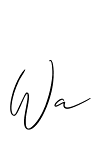 Make a beautiful signature design for name Wa. With this signature (Allison_Script) style, you can create a handwritten signature for free. Wa signature style 2 images and pictures png