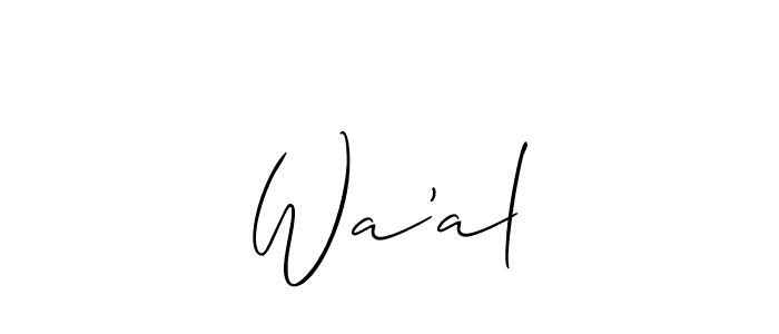 Design your own signature with our free online signature maker. With this signature software, you can create a handwritten (Allison_Script) signature for name Wa’al. Wa’al signature style 2 images and pictures png