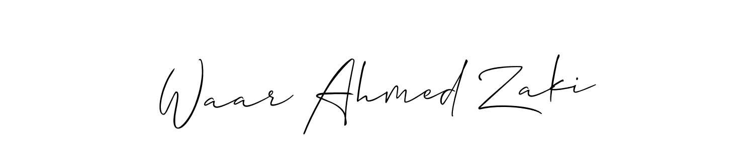 How to make Waar Ahmed Zaki name signature. Use Allison_Script style for creating short signs online. This is the latest handwritten sign. Waar Ahmed Zaki signature style 2 images and pictures png