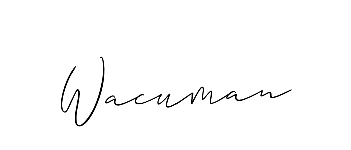 Design your own signature with our free online signature maker. With this signature software, you can create a handwritten (Allison_Script) signature for name Wacuman. Wacuman signature style 2 images and pictures png