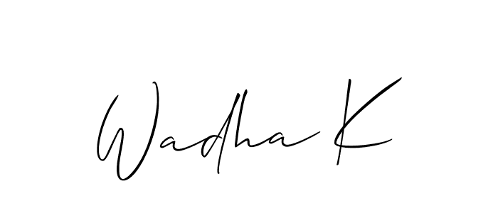 You should practise on your own different ways (Allison_Script) to write your name (Wadha K) in signature. don't let someone else do it for you. Wadha K signature style 2 images and pictures png