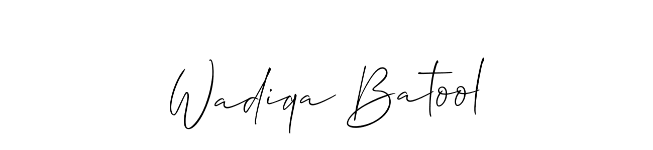 This is the best signature style for the Wadiqa Batool name. Also you like these signature font (Allison_Script). Mix name signature. Wadiqa Batool signature style 2 images and pictures png