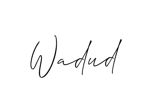 Use a signature maker to create a handwritten signature online. With this signature software, you can design (Allison_Script) your own signature for name Wadud. Wadud signature style 2 images and pictures png