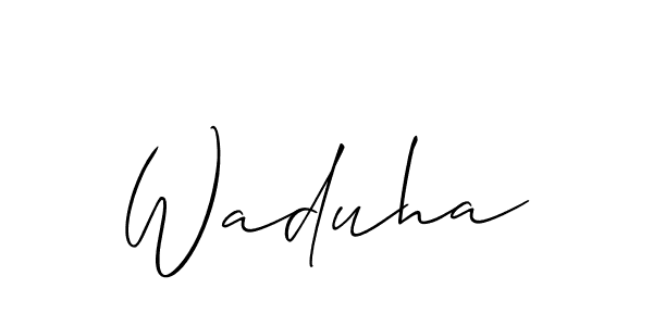 Make a beautiful signature design for name Waduha. With this signature (Allison_Script) style, you can create a handwritten signature for free. Waduha signature style 2 images and pictures png