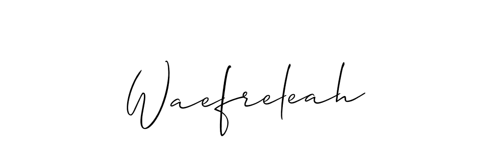 The best way (Allison_Script) to make a short signature is to pick only two or three words in your name. The name Waefreleah include a total of six letters. For converting this name. Waefreleah signature style 2 images and pictures png