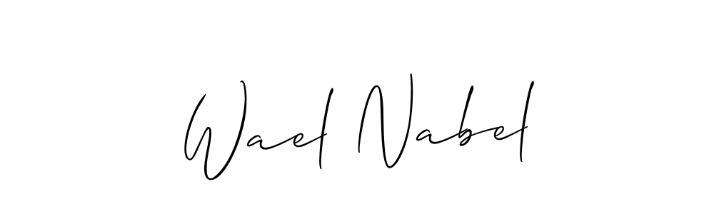 The best way (Allison_Script) to make a short signature is to pick only two or three words in your name. The name Wael Nabel include a total of six letters. For converting this name. Wael Nabel signature style 2 images and pictures png