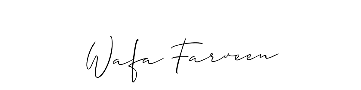 Allison_Script is a professional signature style that is perfect for those who want to add a touch of class to their signature. It is also a great choice for those who want to make their signature more unique. Get Wafa Farveen name to fancy signature for free. Wafa Farveen signature style 2 images and pictures png