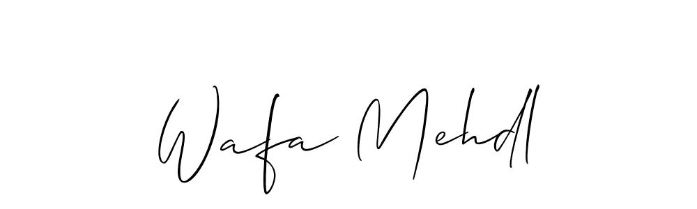 Create a beautiful signature design for name Wafa Mehdl. With this signature (Allison_Script) fonts, you can make a handwritten signature for free. Wafa Mehdl signature style 2 images and pictures png